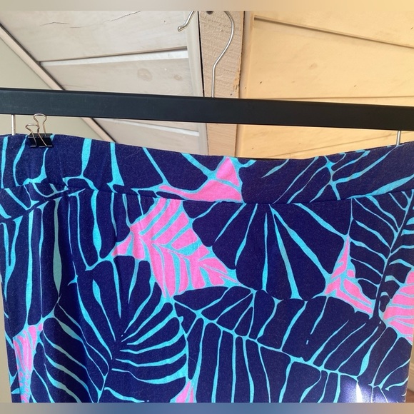 Lilly Pulitzer Maxi Skirt Size Large Under the Palms Print Navy Blue Pink - Picture 6 of 15